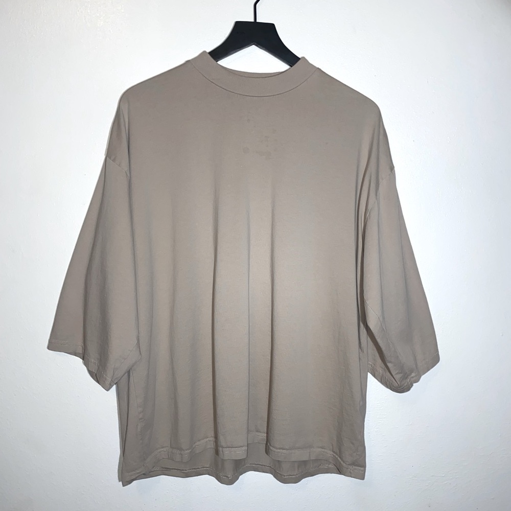 Pacsun 3/4 Sleeve Tan Beige Colored Shirt Boxy Fit Size Large
